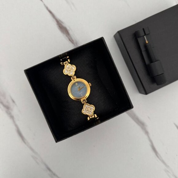 Sku0233 Retro Gold Blue Women Floral Watch Bracelet Stainless steel + gift bag main image 8